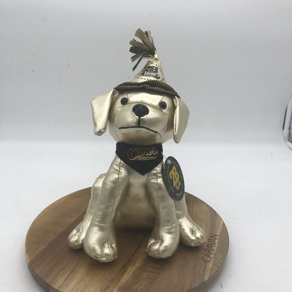 Raising Canes Plush Dog Gold Limited Edition 28th Golden Birthday With Tag